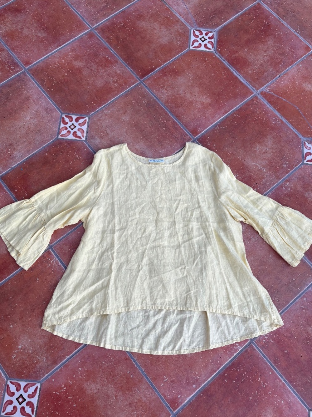 BRYN WALKER Butter Yellow Linen Fran Shirt Size XL $168
